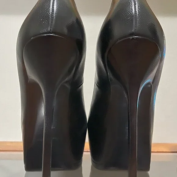 YSL: TRIBTOO 105 Pump, Black Leather, Size 40 (9) - Picture 6 of 8